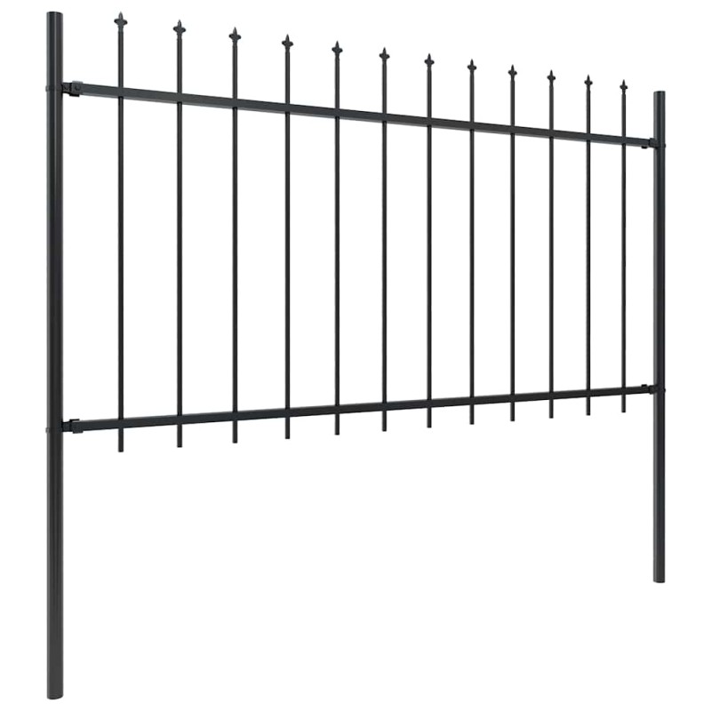 vidaXL Φράχτης Κήπου με Κορυφή Δόρυ από Ατσάλι 838 x 100 εκ. Μαύρος