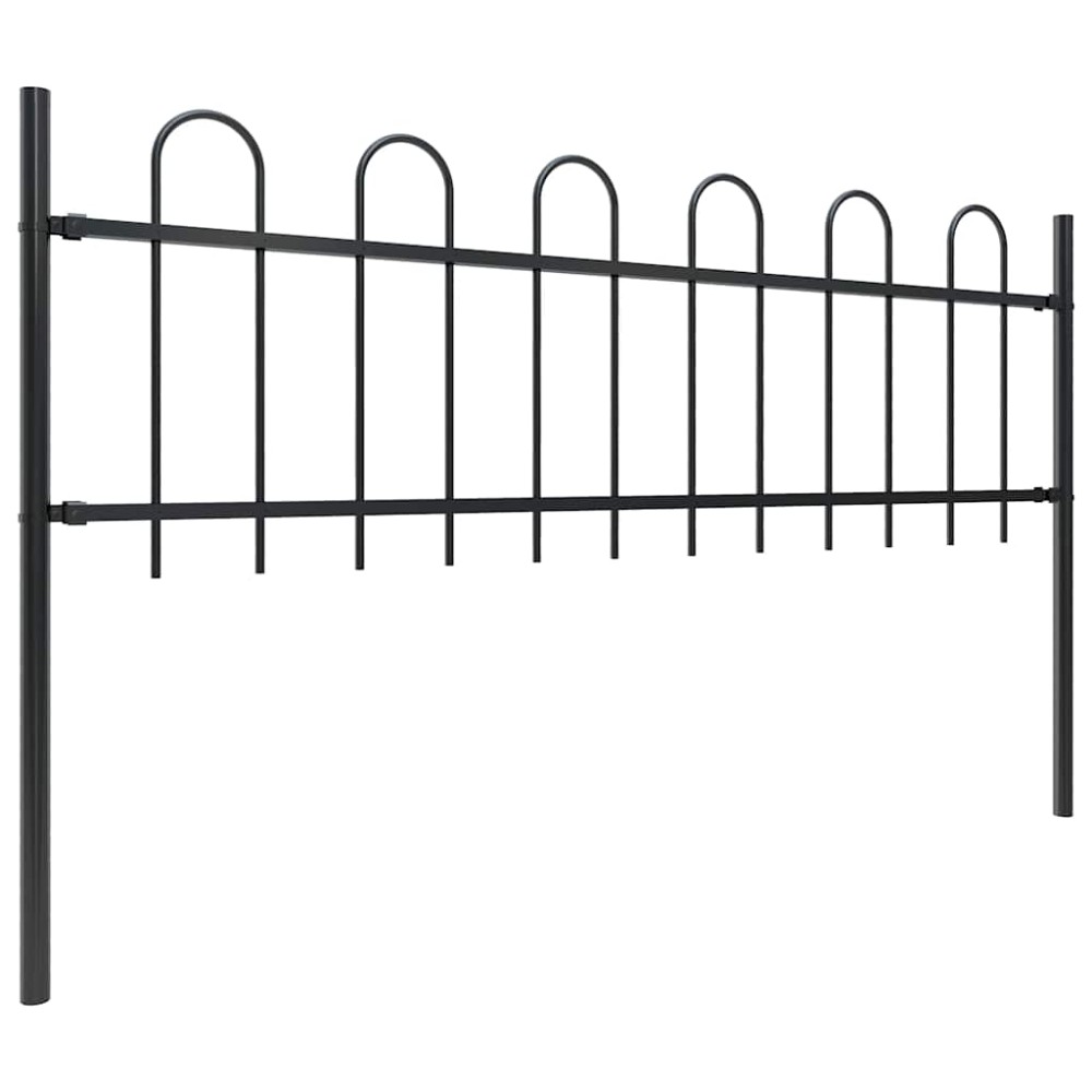 vidaXL Φράχτης Κήπου με Κορυφή από Ατσάλι Μαύρο 504 x 60 εκ.