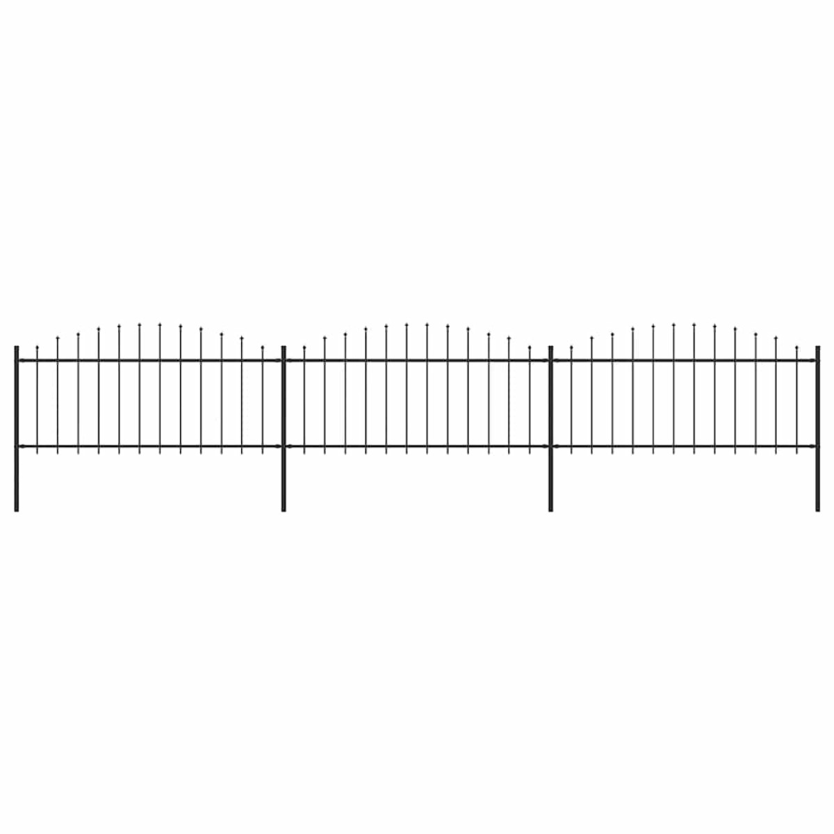 vidaXL Κάγκελα Περίφραξης με Λόγχες Μαύρα (0,5-0,75) x 5,1 μ. Ατσάλινα