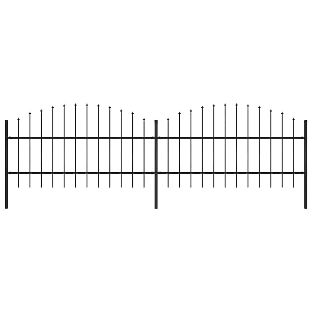 vidaXL Κάγκελα Περίφραξης με Λόγχες Μαύρα (0,75-1) x 3,4 μ. Ατσάλινα