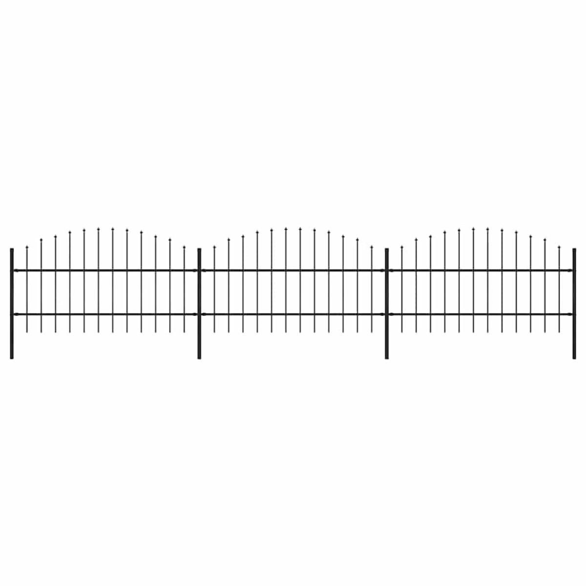 vidaXL Κάγκελα Περίφραξης με Λόγχες Μαύρα (0,75-1) x 5,1 μ. Ατσάλινα