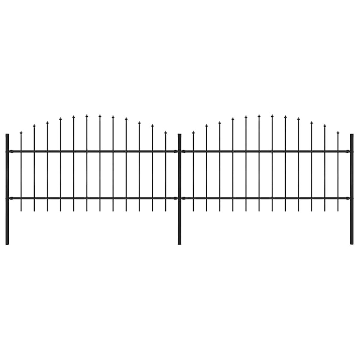 vidaXL Κάγκελα Περίφραξης με Λόγχες Μαύρα (1-1,25) x 3,4 μ. Ατσάλινα