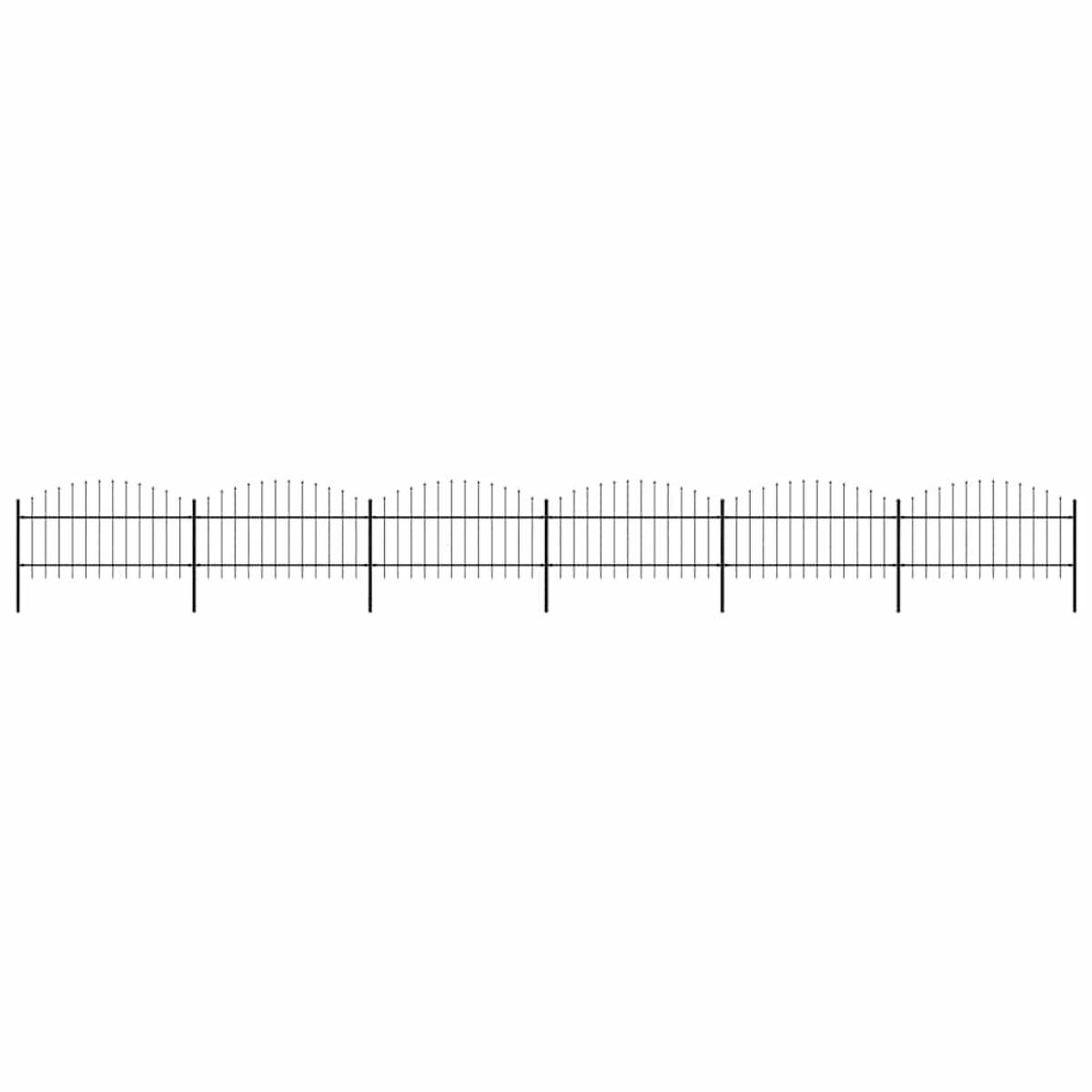 vidaXL Κάγκελα Περίφραξης με Λόγχες Μαύρα (1-1,25) x 10,2 μ. Ατσάλινα