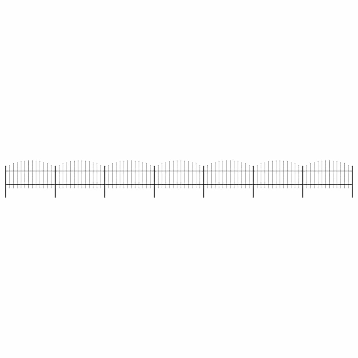vidaXL Κάγκελα Περίφραξης με Λόγχες Μαύρα (1-1,25) x 11,9 μ. Ατσάλινα