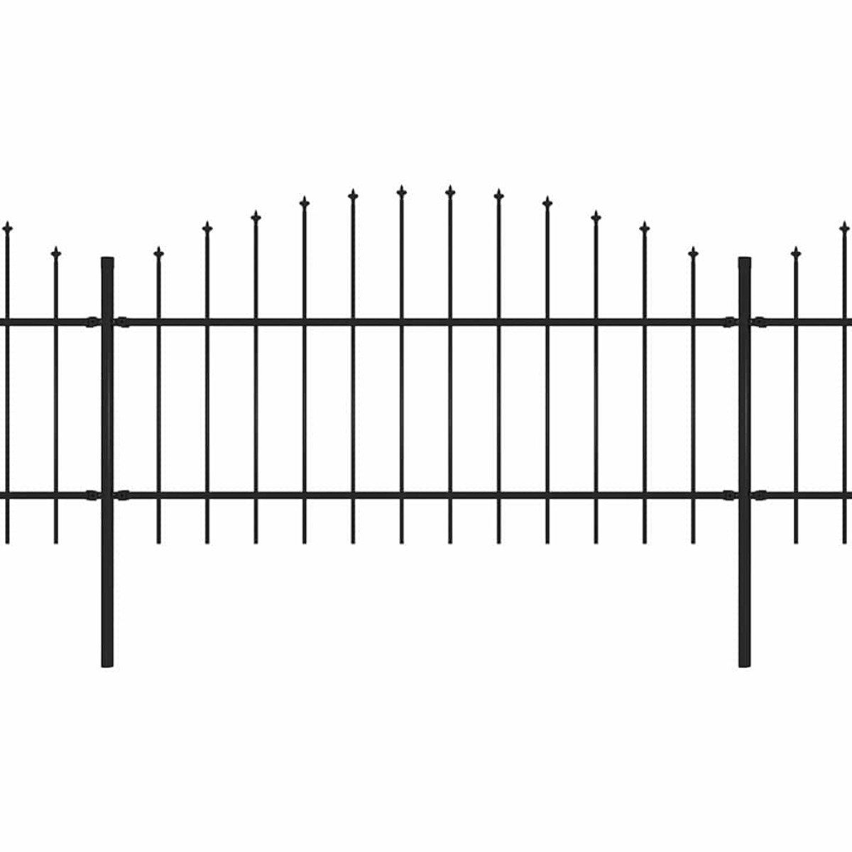 vidaXL Κάγκελα Περίφραξης με Λόγχες Μαύρα (1-1,25) x 15,3 μ. Ατσάλινα
