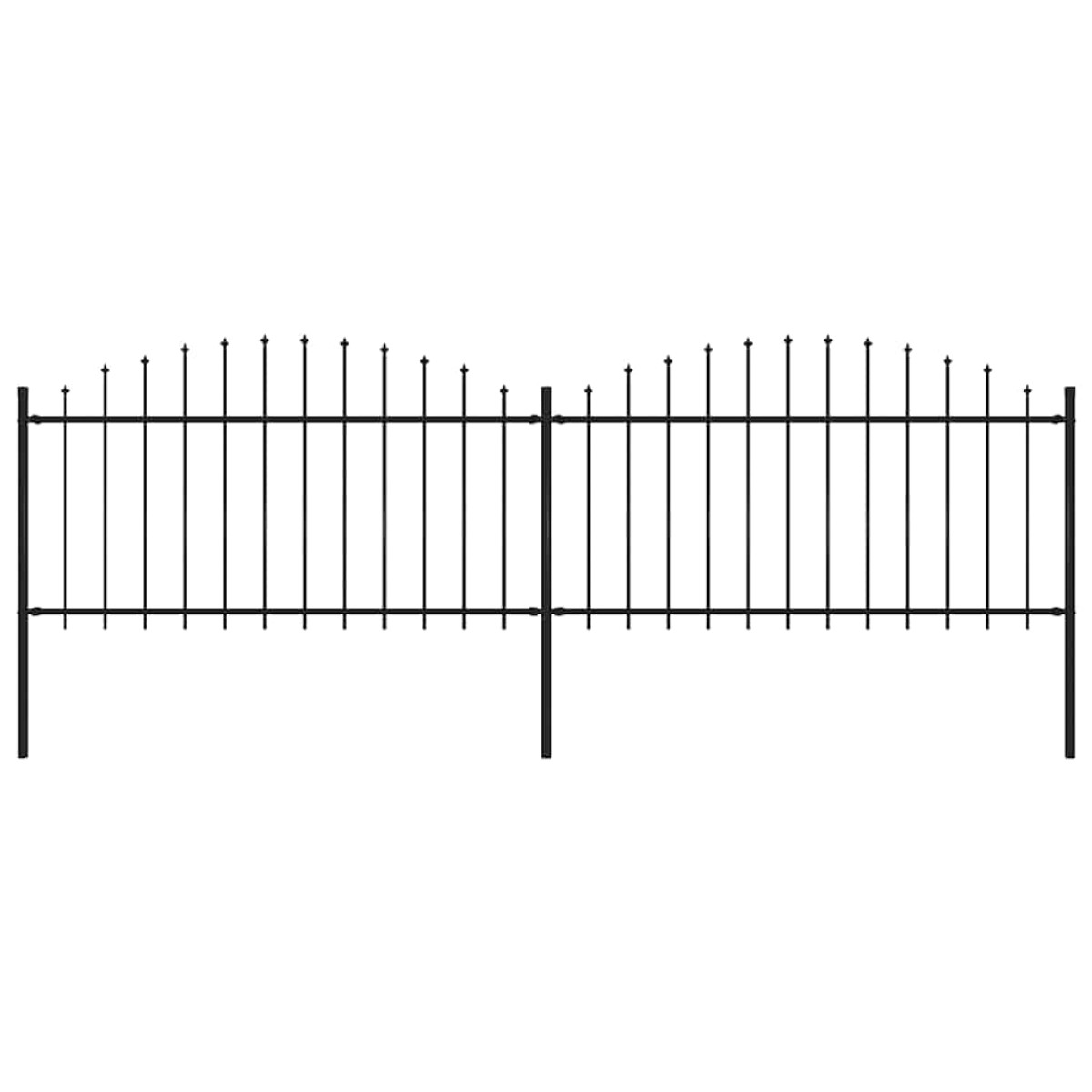 vidaXL Κάγκελα Περίφραξης με Λόγχες Μαύρα (1,25-1,5) x 3,4 μ. Ατσάλινα