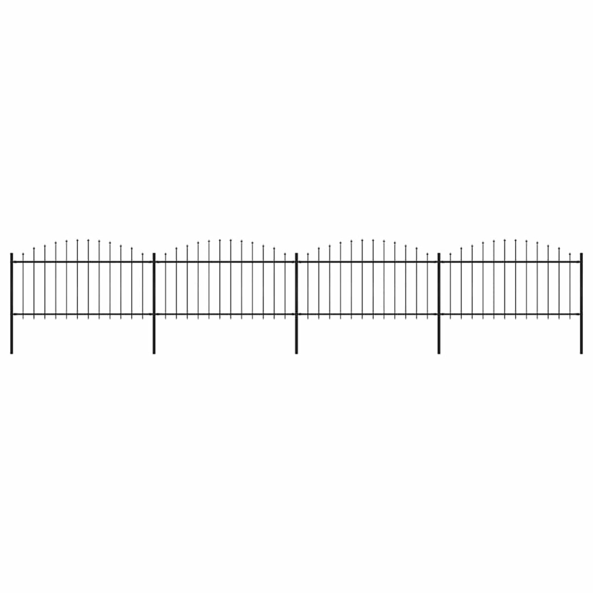 vidaXL Κάγκελα Περίφραξης με Λόγχες Μαύρα (1,25-1,5) x 6,8 μ. Ατσάλινα