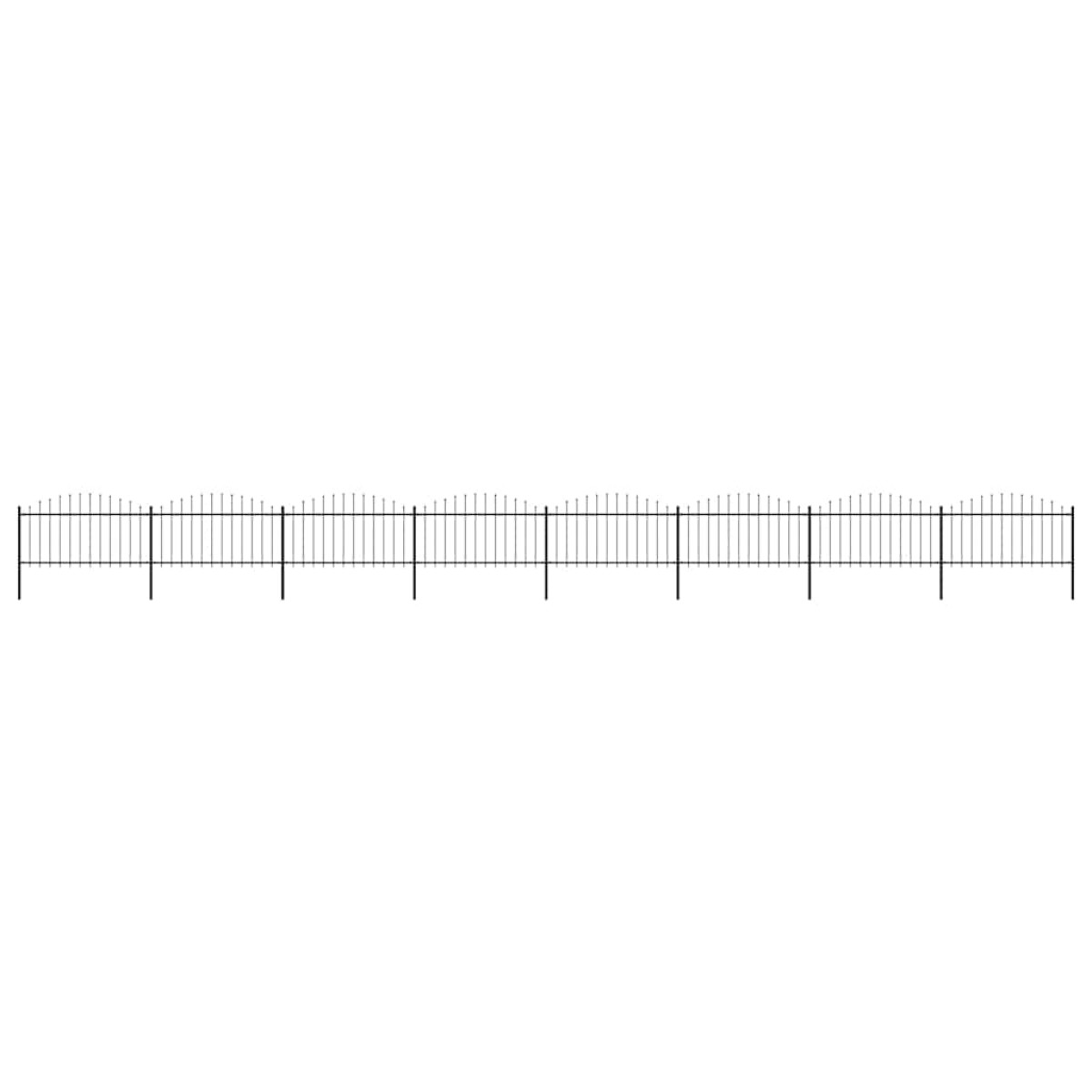 vidaXL Κάγκελα Περίφραξης με Λόγχες Μαύρα (1,25-1,5)x13,6 μ. Ατσάλινα