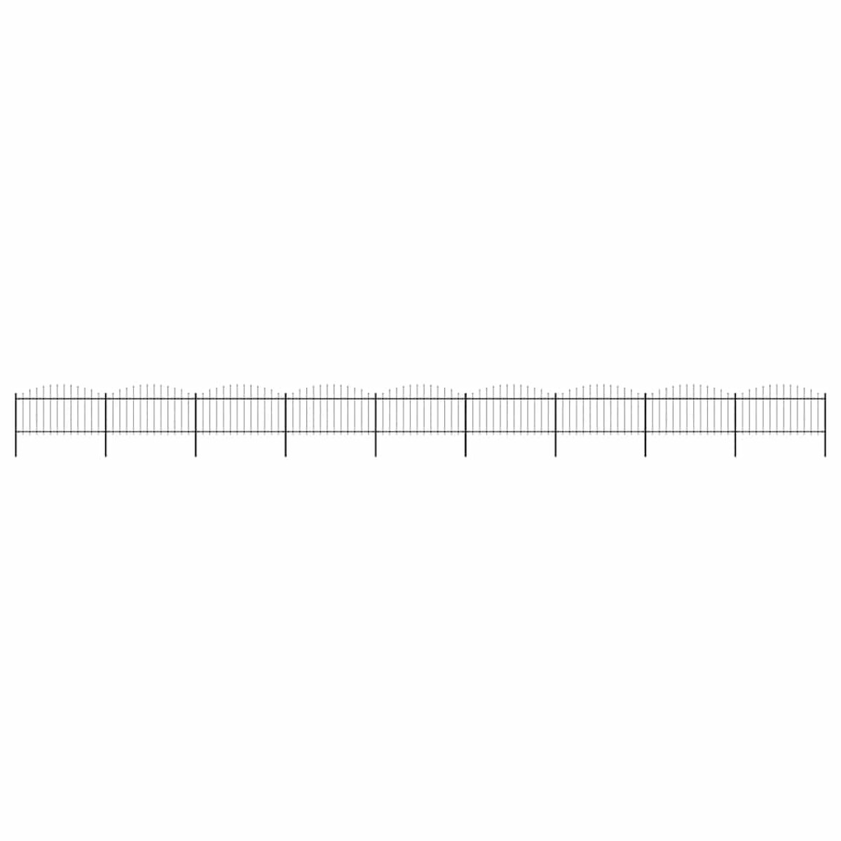 vidaXL Κάγκελα Περίφραξης με Λόγχες Μαύρα (1,25-1,5)x15,3 μ. Ατσάλινα