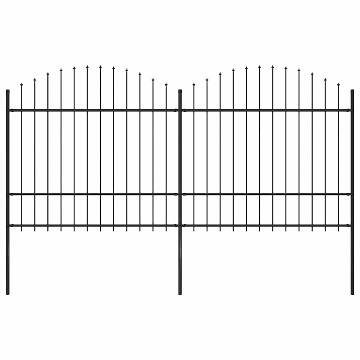 vidaXL Κάγκελα Περίφραξης με Λόγχες Μαύρα (1,5-1,75) x 3,4 μ. Ατσάλινα