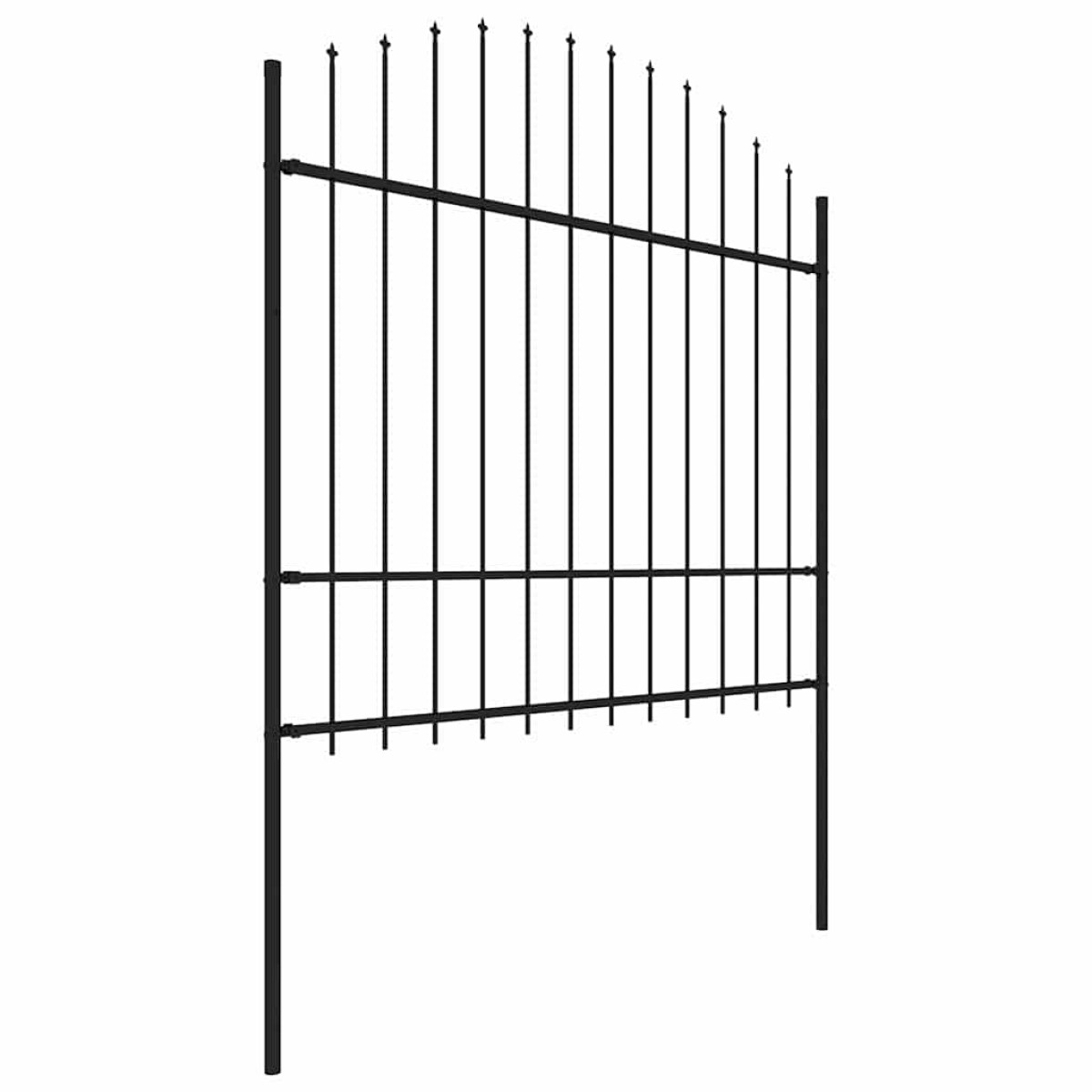 vidaXL Κάγκελα Περίφραξης με Λόγχες Μαύρα (1,5-1,75) x 3,4 μ. Ατσάλινα