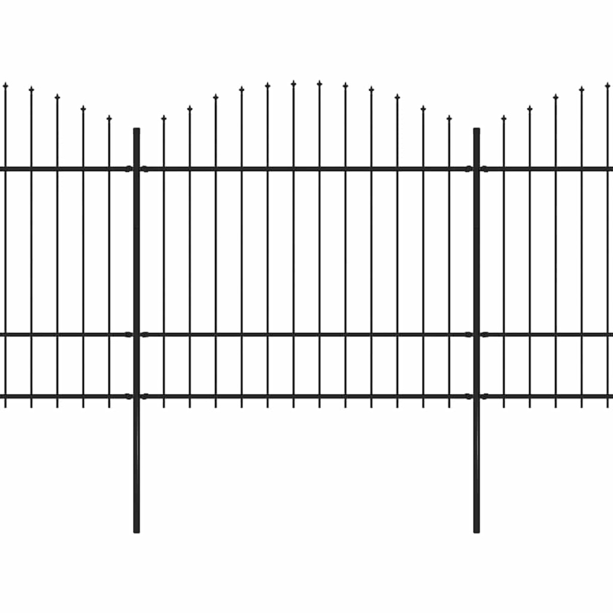 vidaXL Κάγκελα Περίφραξης με Λόγχες Μαύρα (1,5-1,75) x 6,8 μ. Ατσάλινα