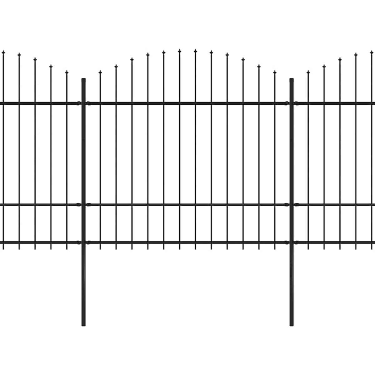 vidaXL Κάγκελα Περίφραξης με Λόγχες Μαύρα (1,5-1,75) x 8,5 μ. Ατσάλινα