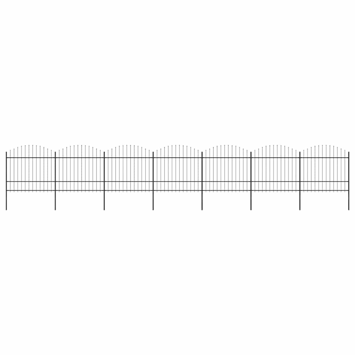 vidaXL Κάγκελα Περίφραξης με Λόγχες Μαύρα (1,5-1,75)x11,9 μ. Ατσάλινα