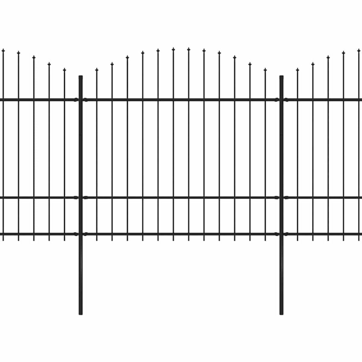 vidaXL Κάγκελα Περίφραξης με Λόγχες Μαύρα (1,5-1,75)x15,3 μ. Ατσάλινα