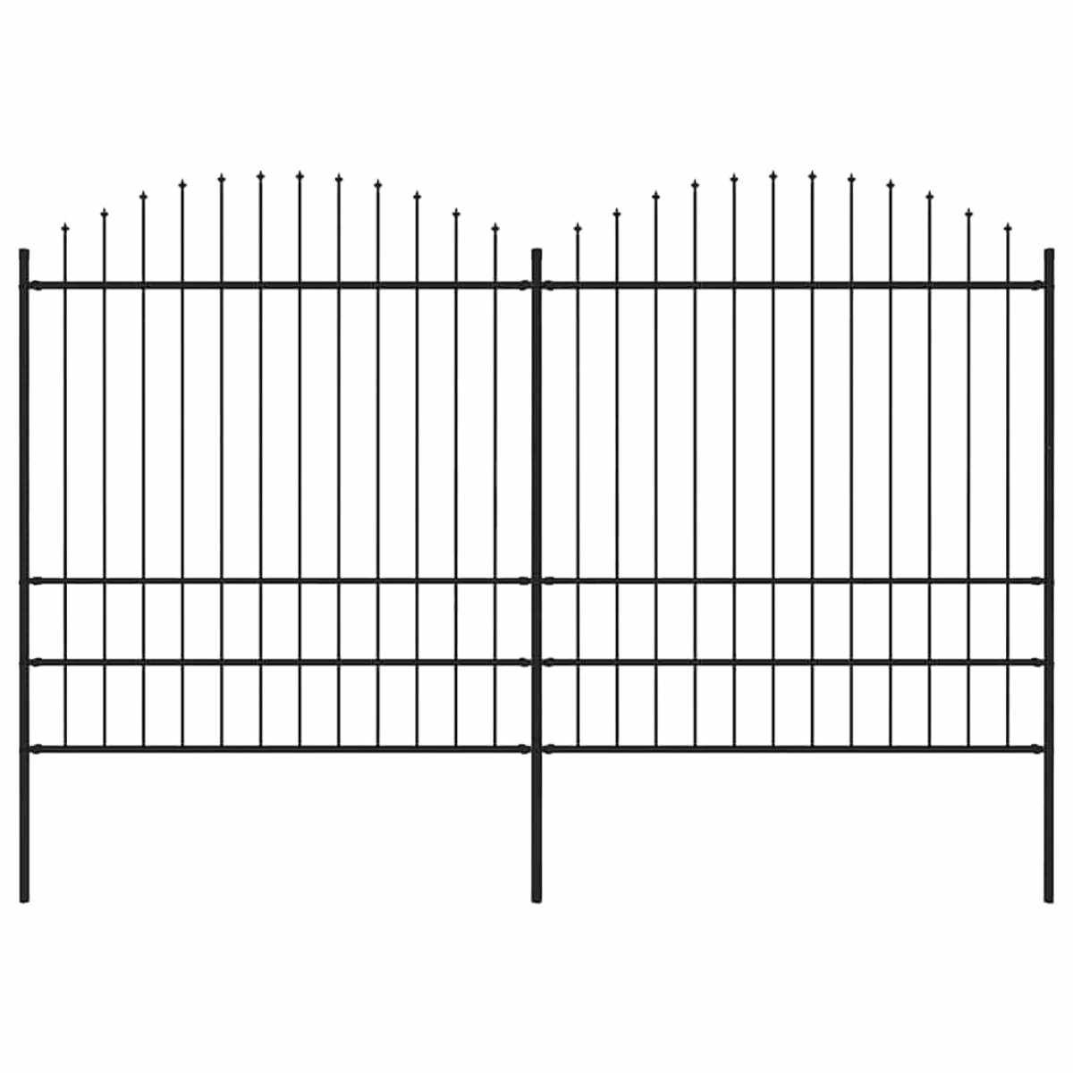 vidaXL Κάγκελα Περίφραξης με Λόγχες Μαύρα (1,75-2) x 3,4 μ. Ατσάλινα