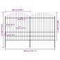 vidaXL Κάγκελα Περίφραξης με Λόγχες Μαύρα (1,75-2) x 3,4 μ. Ατσάλινα