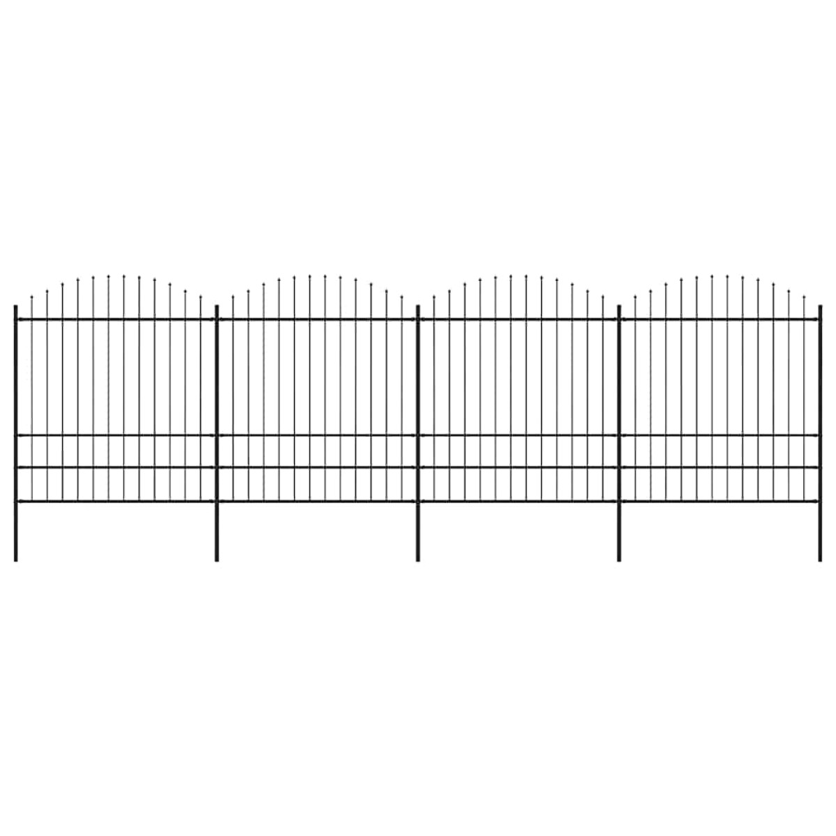 vidaXL Κάγκελα Περίφραξης με Λόγχες Μαύρα (1,75-2) x 6,8 μ. Ατσάλινα