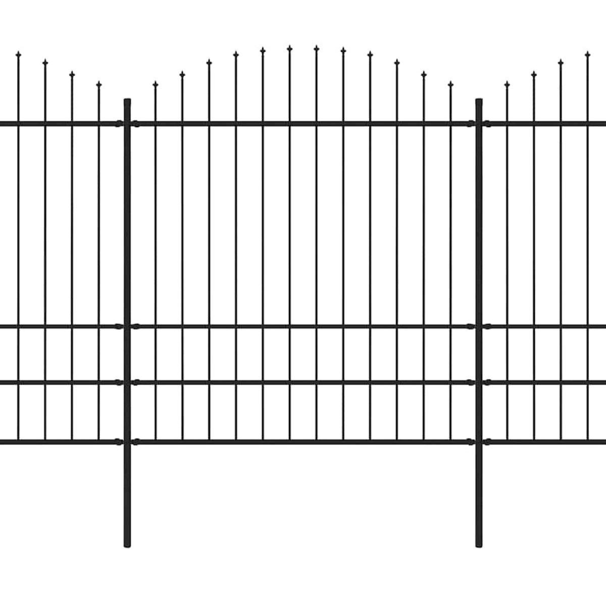 vidaXL Κάγκελα Περίφραξης με Λόγχες Μαύρα (1,75-2) x 10,2 μ. Ατσάλινα