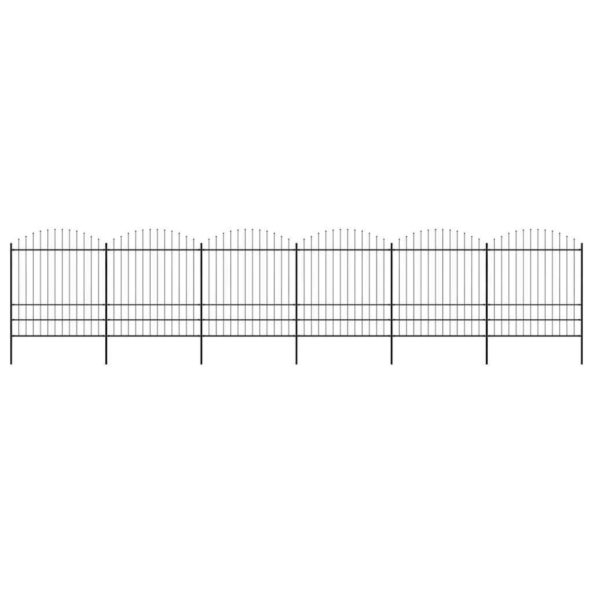 vidaXL Κάγκελα Περίφραξης με Λόγχες Μαύρα (1,75-2) x 10,2 μ. Ατσάλινα
