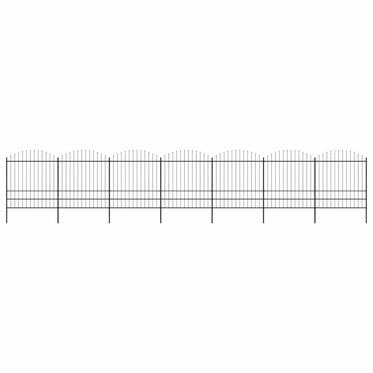 vidaXL Κάγκελα Περίφραξης με Λόγχες Μαύρα (1,75-2) x 11,9 μ. Ατσάλινα