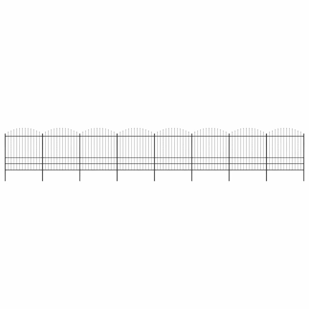 vidaXL Κάγκελα Περίφραξης με Λόγχες Μαύρα (1,75-2) x 13,6 μ. Ατσάλινα