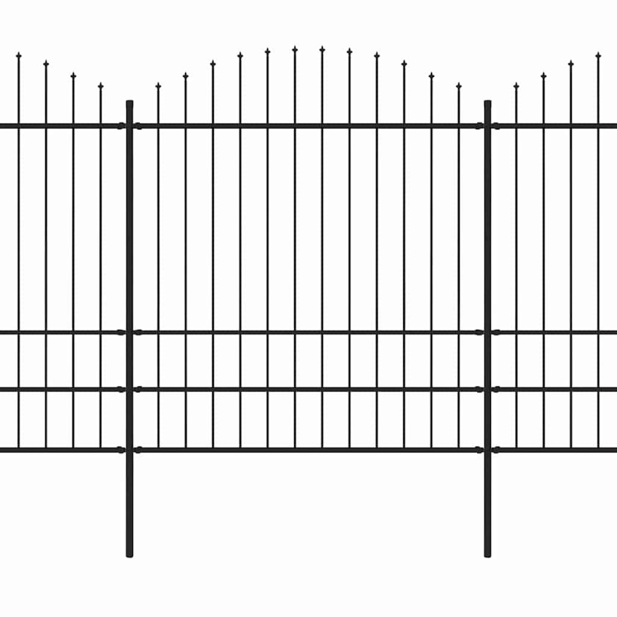 vidaXL Κάγκελα Περίφραξης με Λόγχες Μαύρα (1,75-2) x 15,3 μ. Ατσάλινα