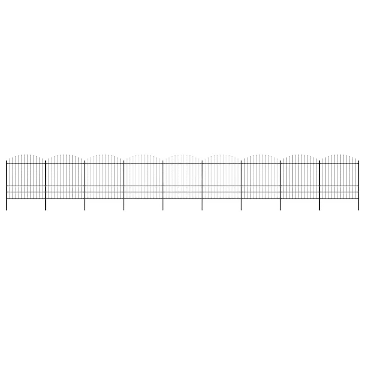 vidaXL Κάγκελα Περίφραξης με Λόγχες Μαύρα (1,75-2) x 15,3 μ. Ατσάλινα