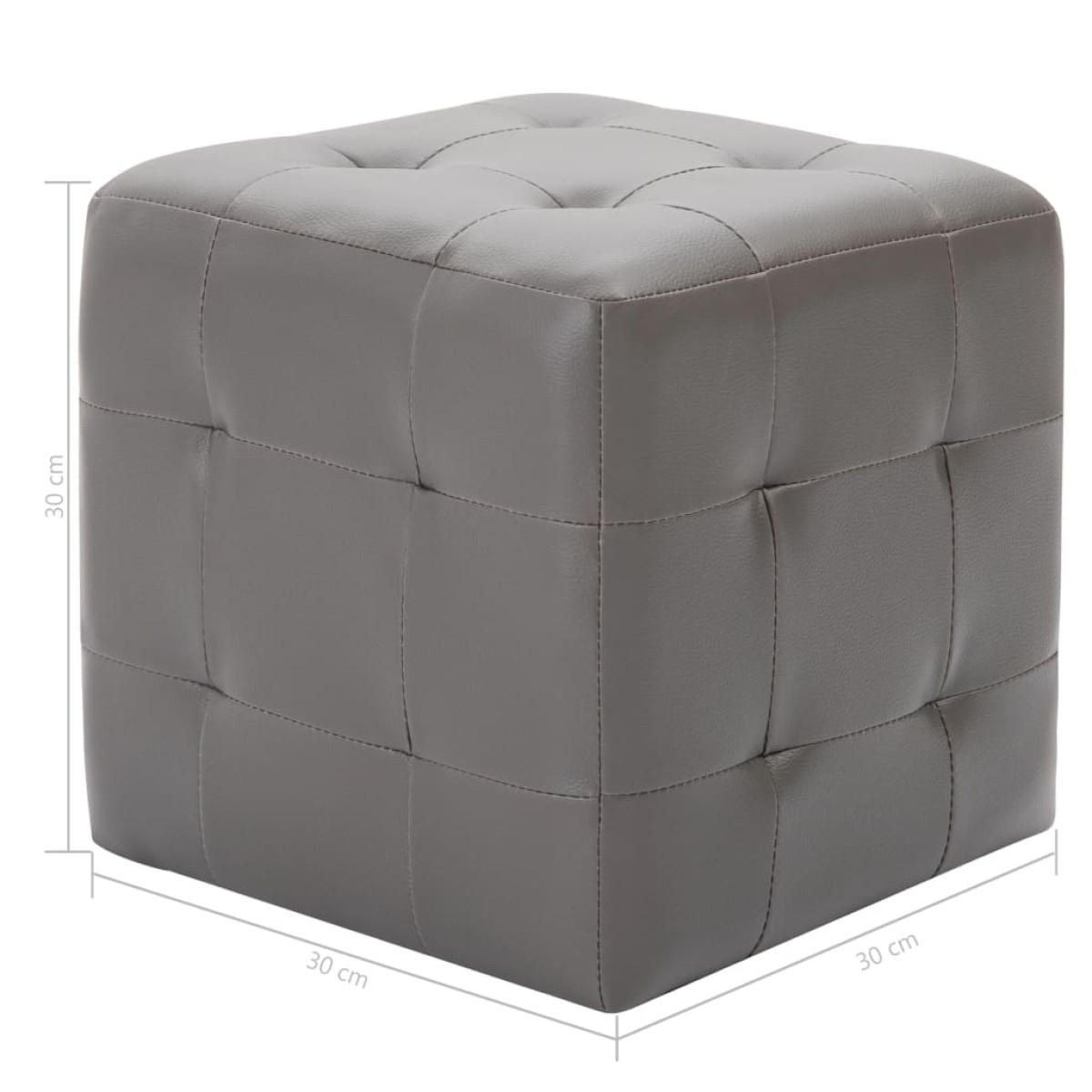 vidaXL Σκαμπό Πουφ 2 τεμ. Γκρι 30 x 30 x 30 εκ. από Συνθετικό Δέρμα