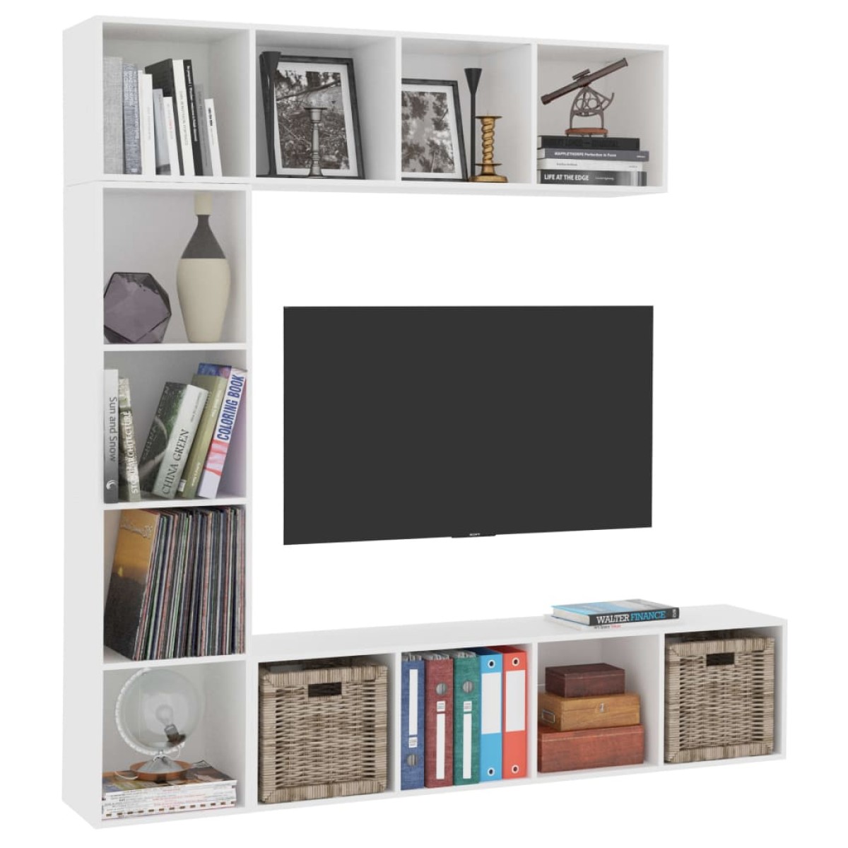 vidaXL Έπιπλο TV / Βιβλιοθήκη Σετ 3 τεμ. Λευκό 180 x 30 x 180 εκ.