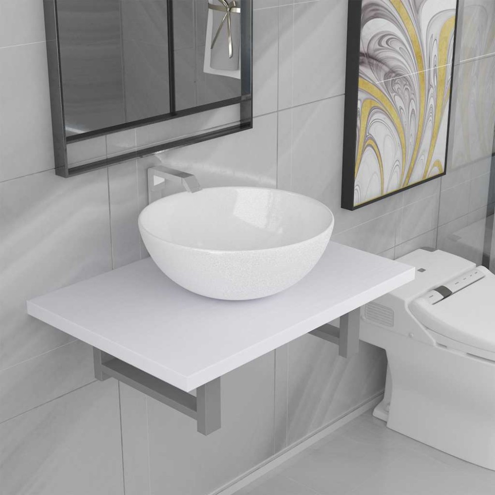 vidaXL Σετ Επίπλων Μπάνιου 2 Τεμαχίων Λευκό Κεραμικό
