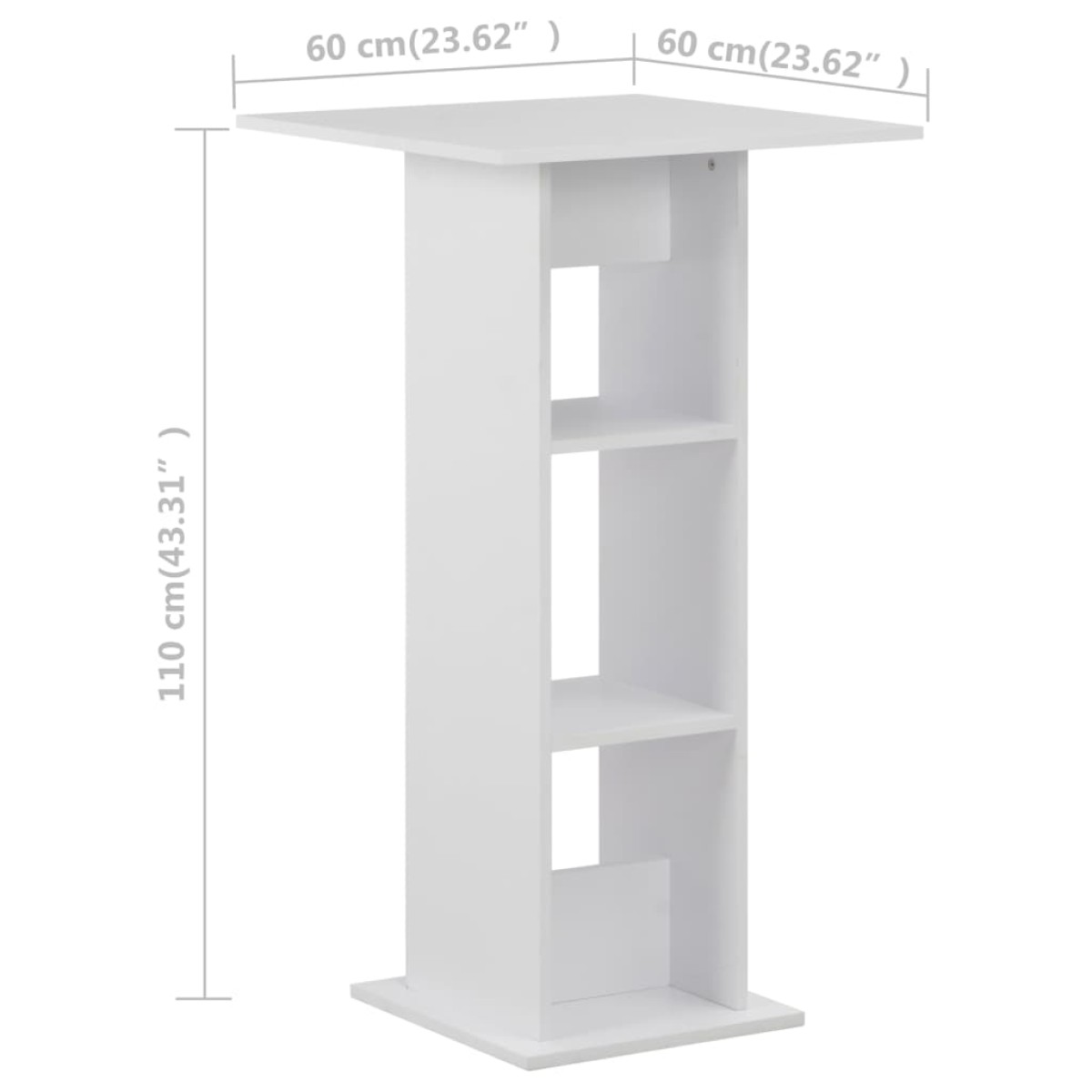 vidaXL Τραπέζι Μπαρ Λευκό 60 x 60 x 110 εκ.