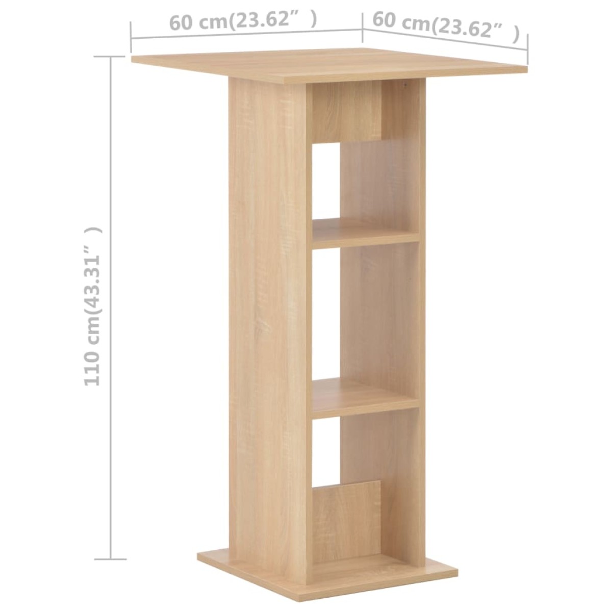 vidaXL Τραπέζι Μπαρ Χρώμα Δρυός 60 x 60 x 110 εκ.