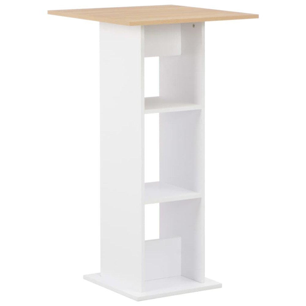 vidaXL Τραπέζι Μπαρ Λευκό / Sonoma Δρυς 60 x 60 x 110 εκ.