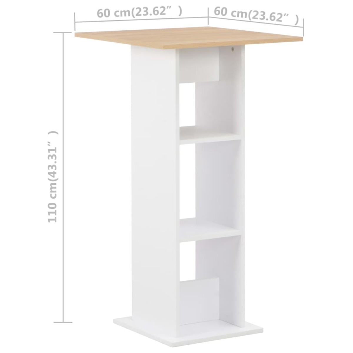 vidaXL Τραπέζι Μπαρ Λευκό / Sonoma Δρυς 60 x 60 x 110 εκ.