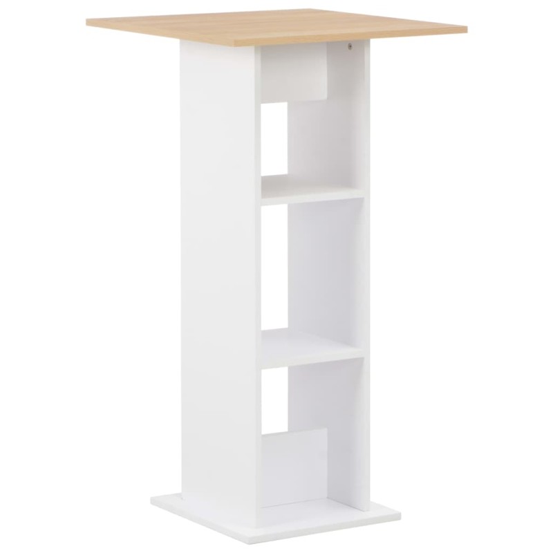 vidaXL Τραπέζι Μπαρ Λευκό / Sonoma Δρυς 60 x 60 x 110 εκ.
