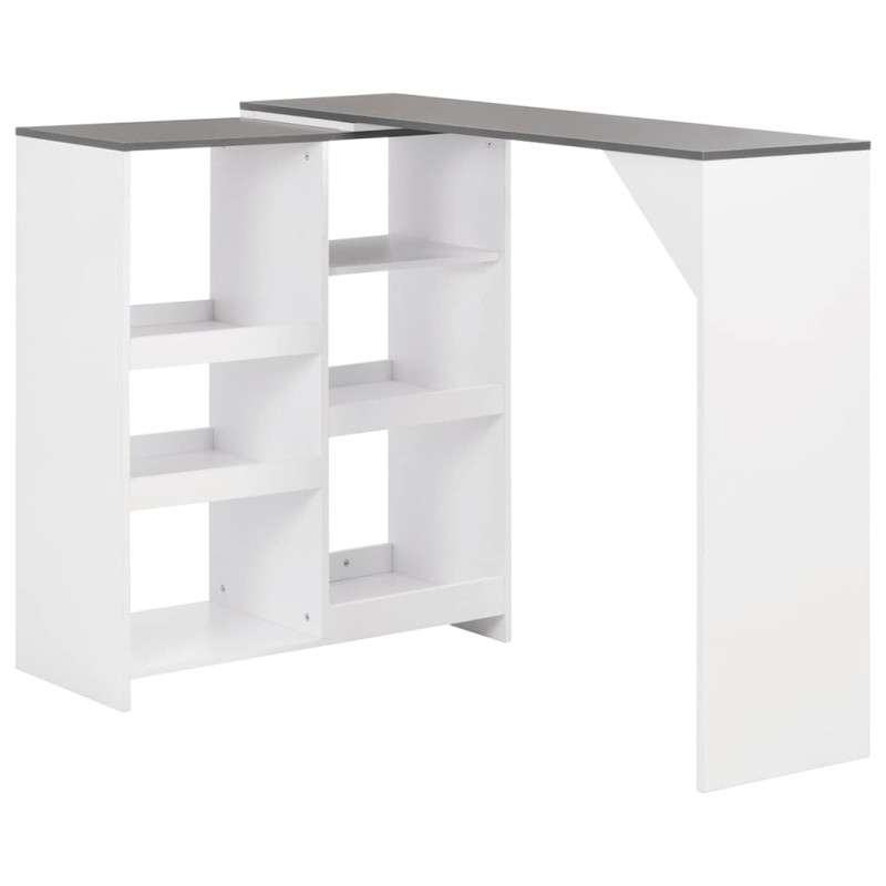 vidaXL Τραπέζι Μπαρ με Κινητή Ραφιέρα Λευκό 138 x 39 x 110 εκ.