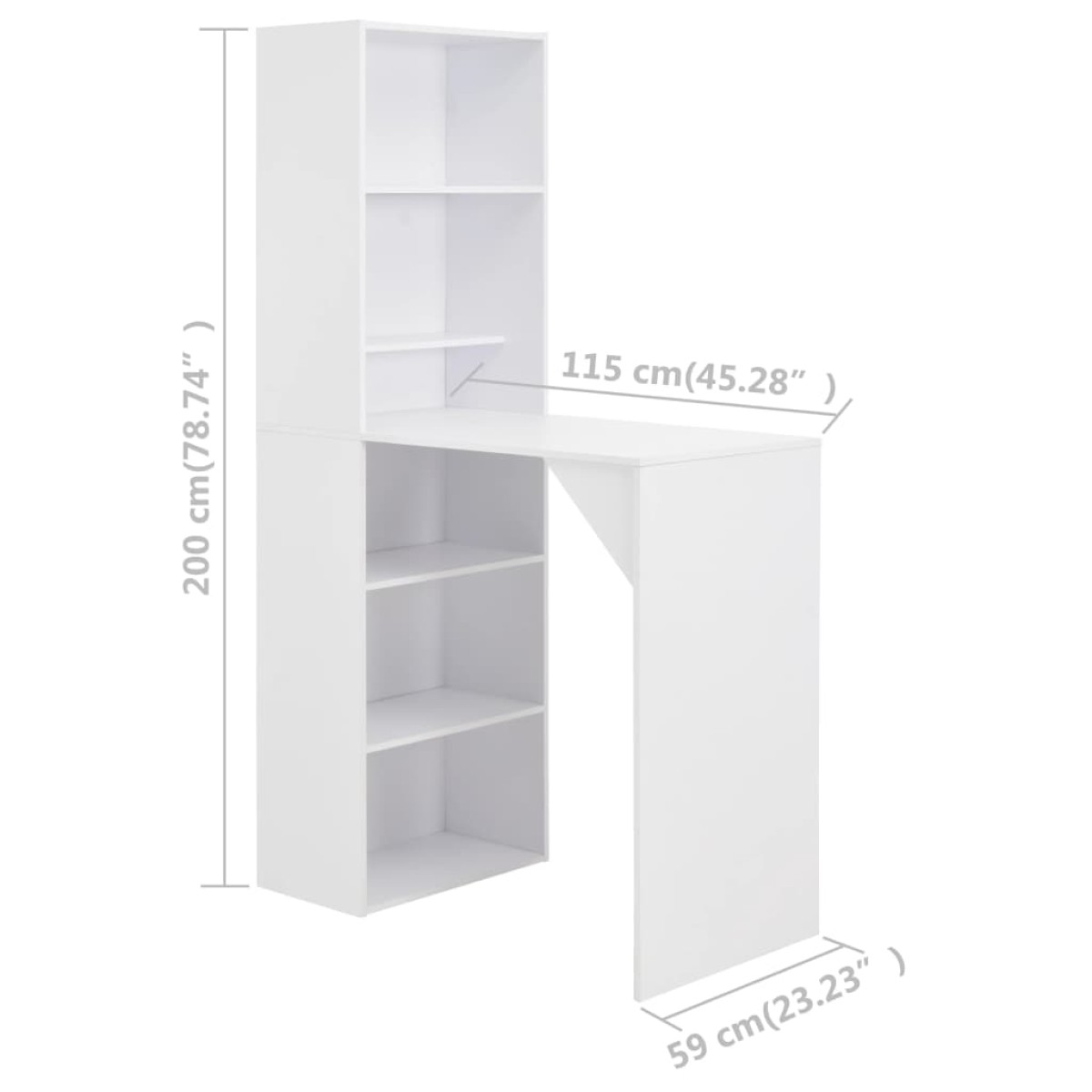 vidaXL Τραπέζι Μπαρ με Ραφιέρα Λευκό 115 x 59 x 200 εκ.
