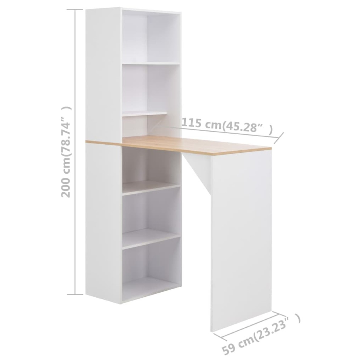 vidaXL Τραπέζι Μπαρ με Ραφιέρα Λευκό 115 x 59 x 200 εκ.