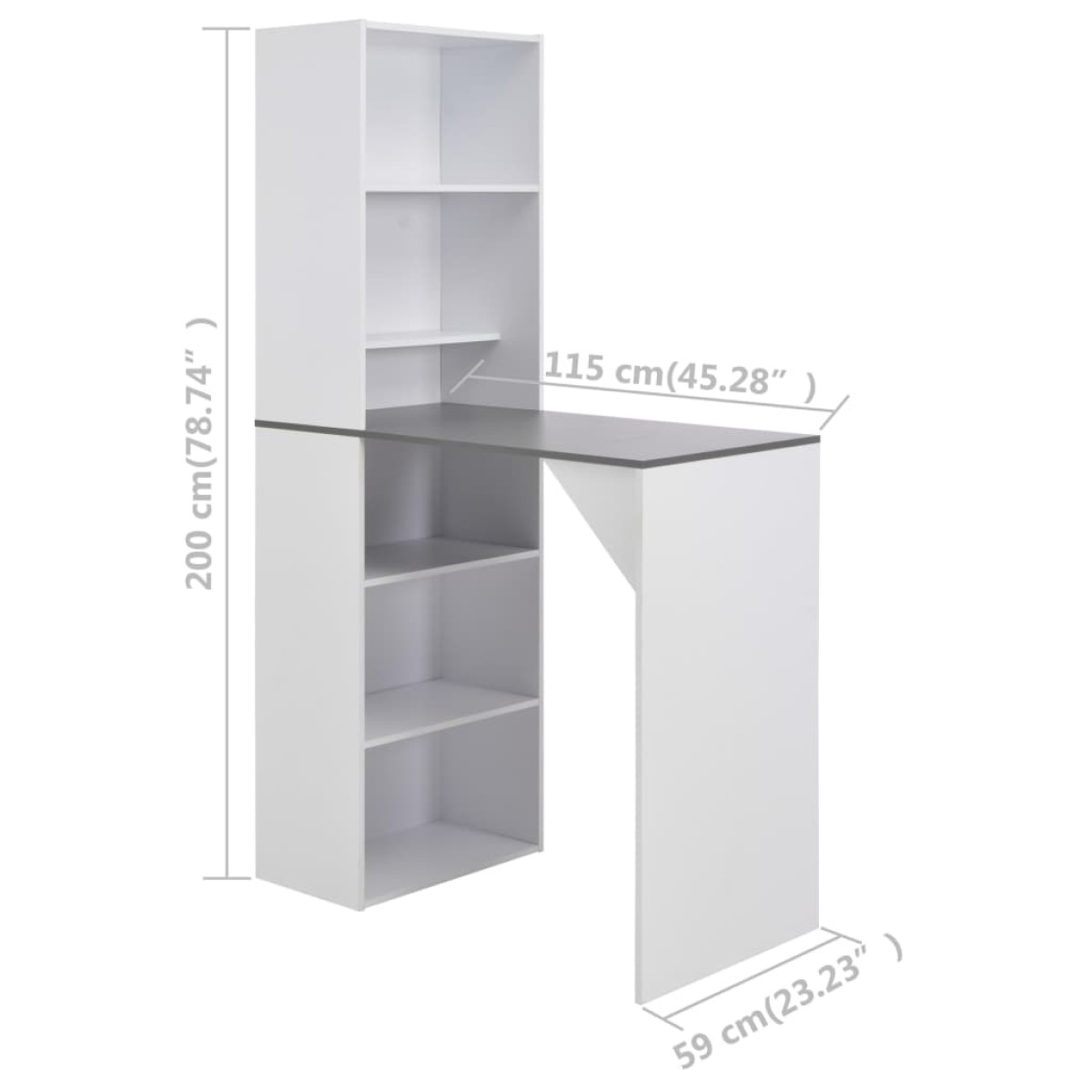 vidaXL Τραπέζι Μπαρ με Ραφιέρα Λευκό 115 x 59 x 200 εκ.