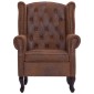 vidaXL Πολυθρόνα Chesterfield με Υποπόδιο Καφέ από Συνθετικό Καστόρι