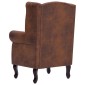 vidaXL Πολυθρόνα Chesterfield με Υποπόδιο Καφέ από Συνθετικό Καστόρι