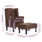 vidaXL Πολυθρόνα Chesterfield με Υποπόδιο Καφέ από Συνθετικό Καστόρι