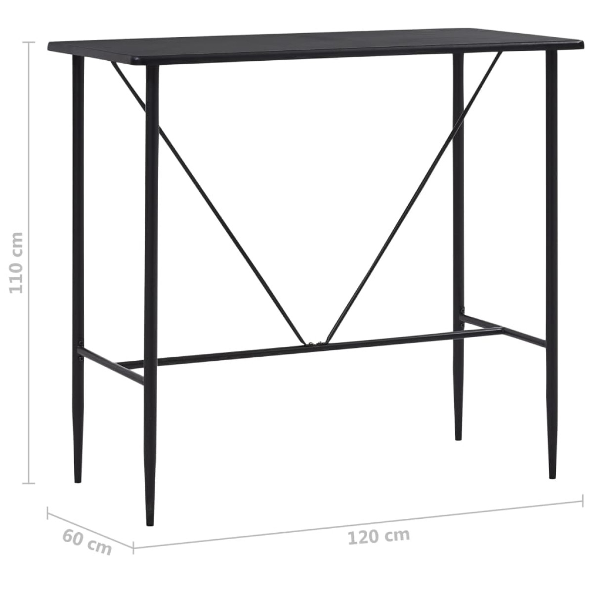 vidaXL Τραπέζι Μπαρ Μαύρο 120 x 60 x 110 εκ. από MDF