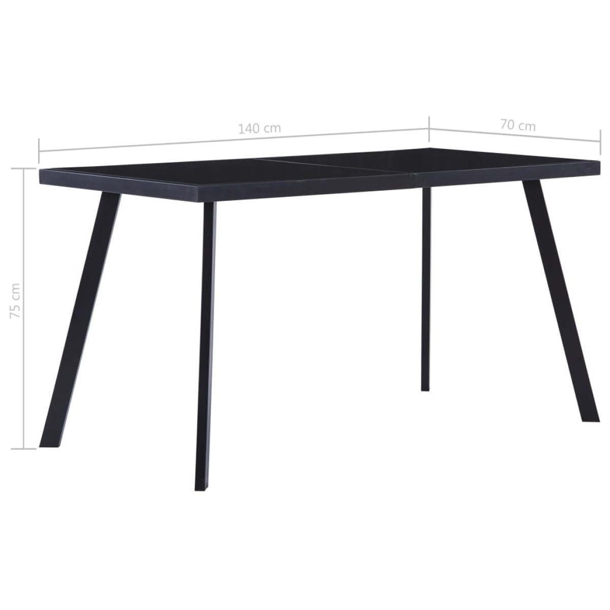 vidaXL Τραπεζαρία Μαύρη 140 x 70 x 75 εκ. από Ψημένο Γυαλί