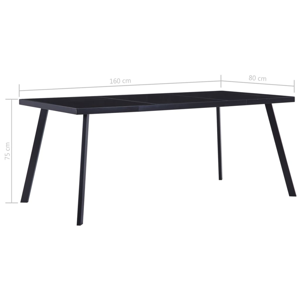 vidaXL Τραπεζαρία Μαύρη 160 x 80 x 75 εκ. από Ψημένο Γυαλί