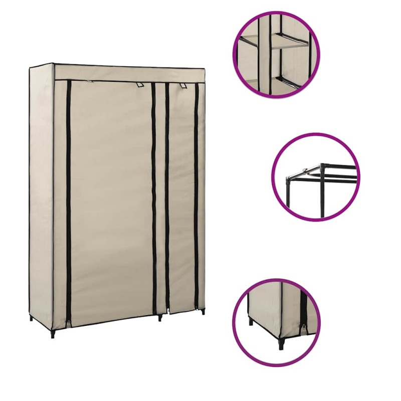 vidaXL Ντουλάπα Αναδιπλούμενη Κρεμ 110 x 45 x 175 εκ. Υφασμάτινη