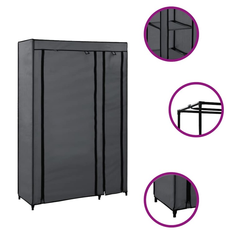 vidaXL Ντουλάπα Αναδιπλούμενη Γκρι 110 x 45 x 175 εκ. Υφασμάτινη