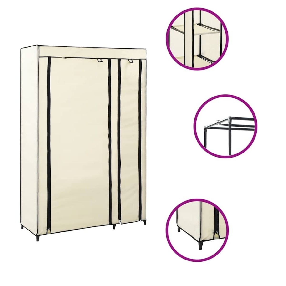 282424 vidaXL Folding Wardrobes 2 pcs Cream 110x45x175 cm Fabric