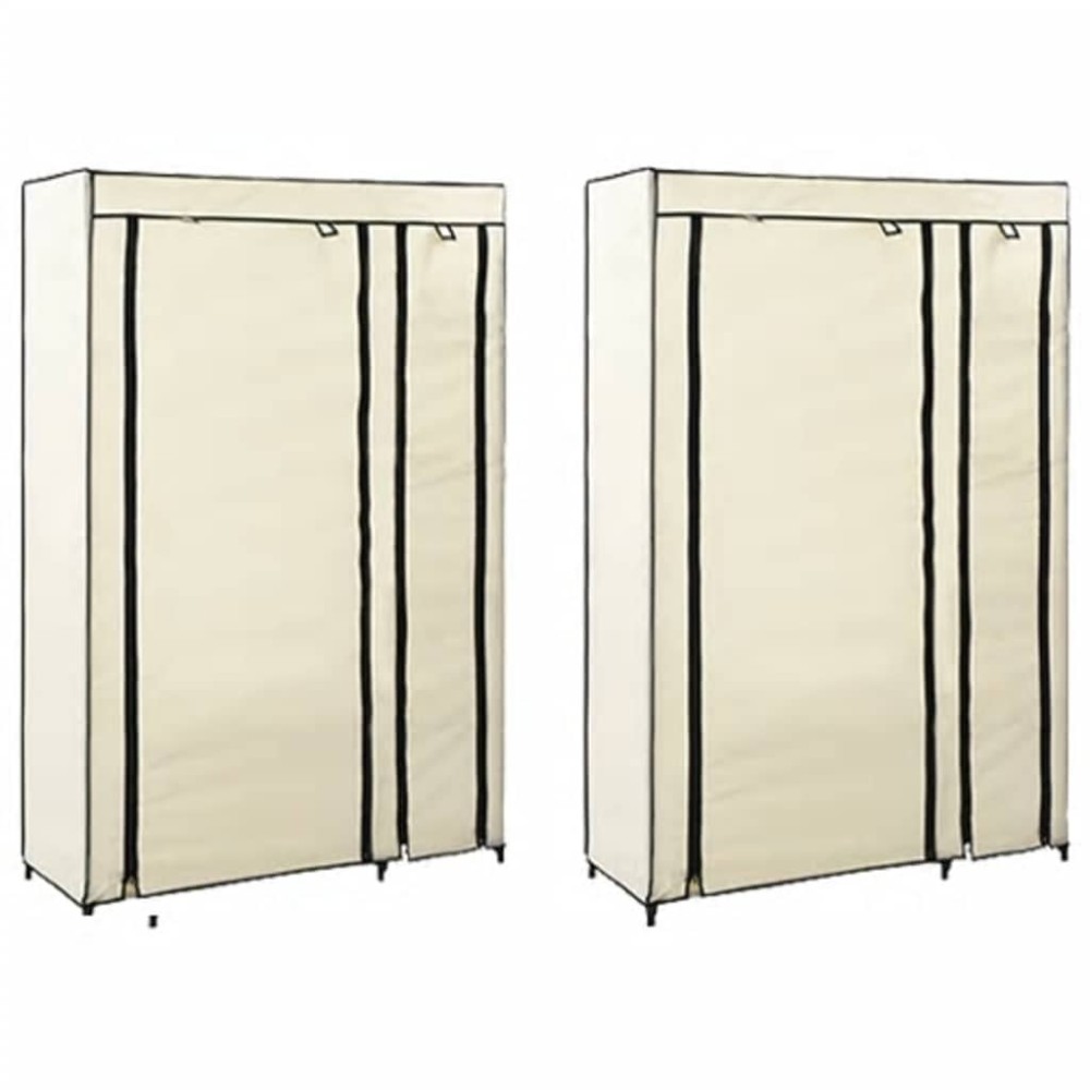 vidaXL Πτυσσόμενες Ντουλάπες 2 τεμ. Κρεμ 110x45x175 εκ. από Ύφασμα
